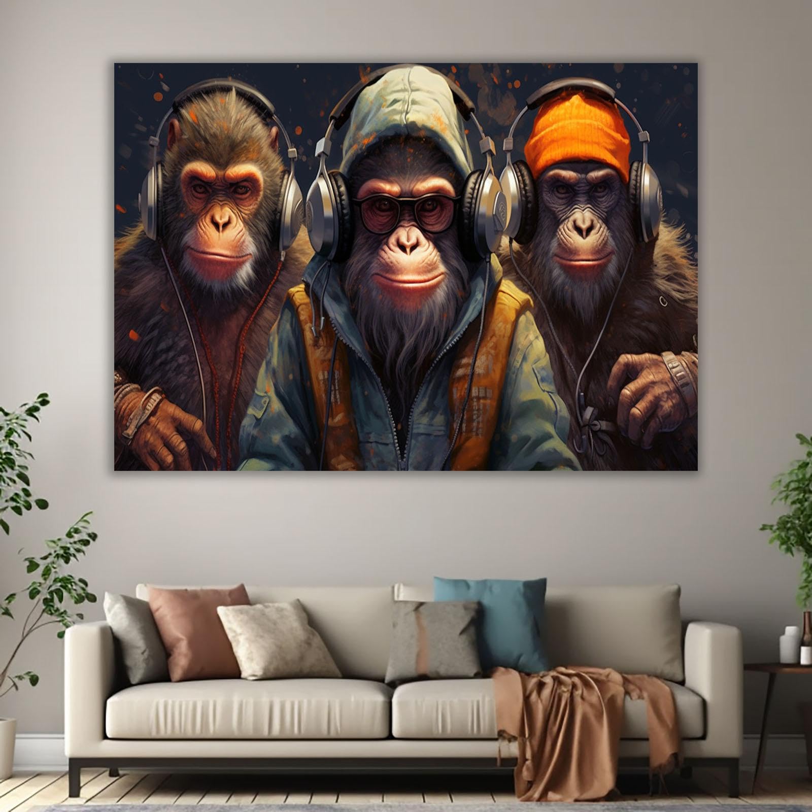 Amazon.co.jp: SHYAMIC ウォールアート 装飾パネル, 三匹の賢い